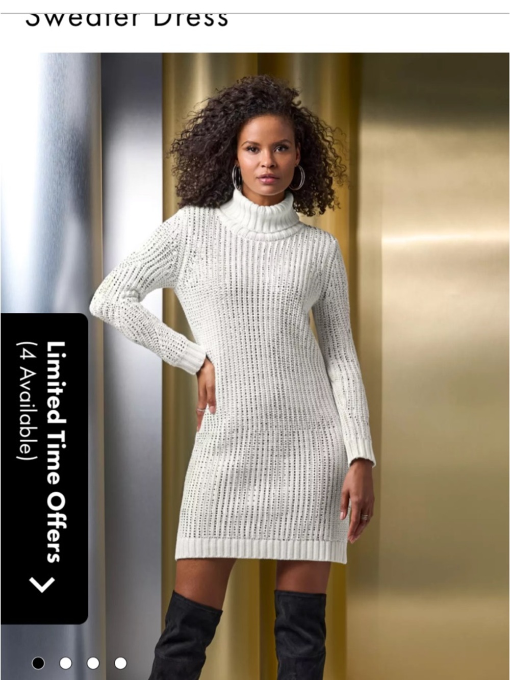 Boston Proper Cream Knit Turtleneck Sweater Dress